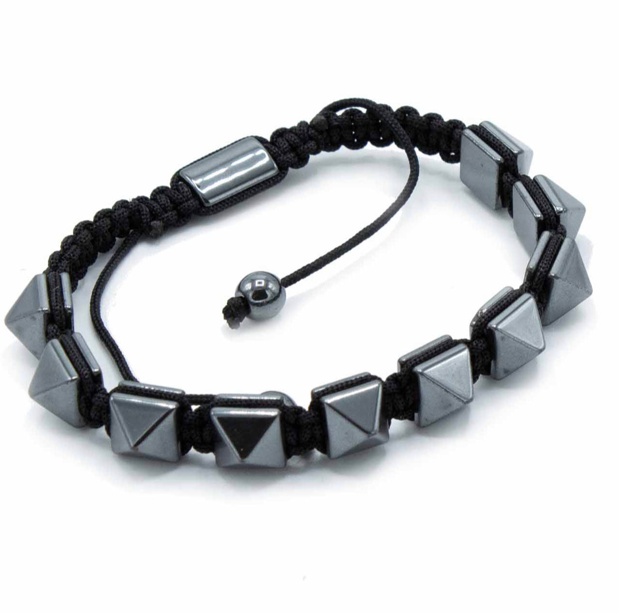 Magnetic Hematite Shamballa Bracelet - Spiky Pyramids