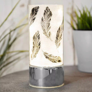GLASS BLACK FEATHER DESIGN TUBE WITH LED LIGHTS
