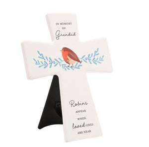 THOUGHTS OF YOU ROBIN CROSS PLAQUE