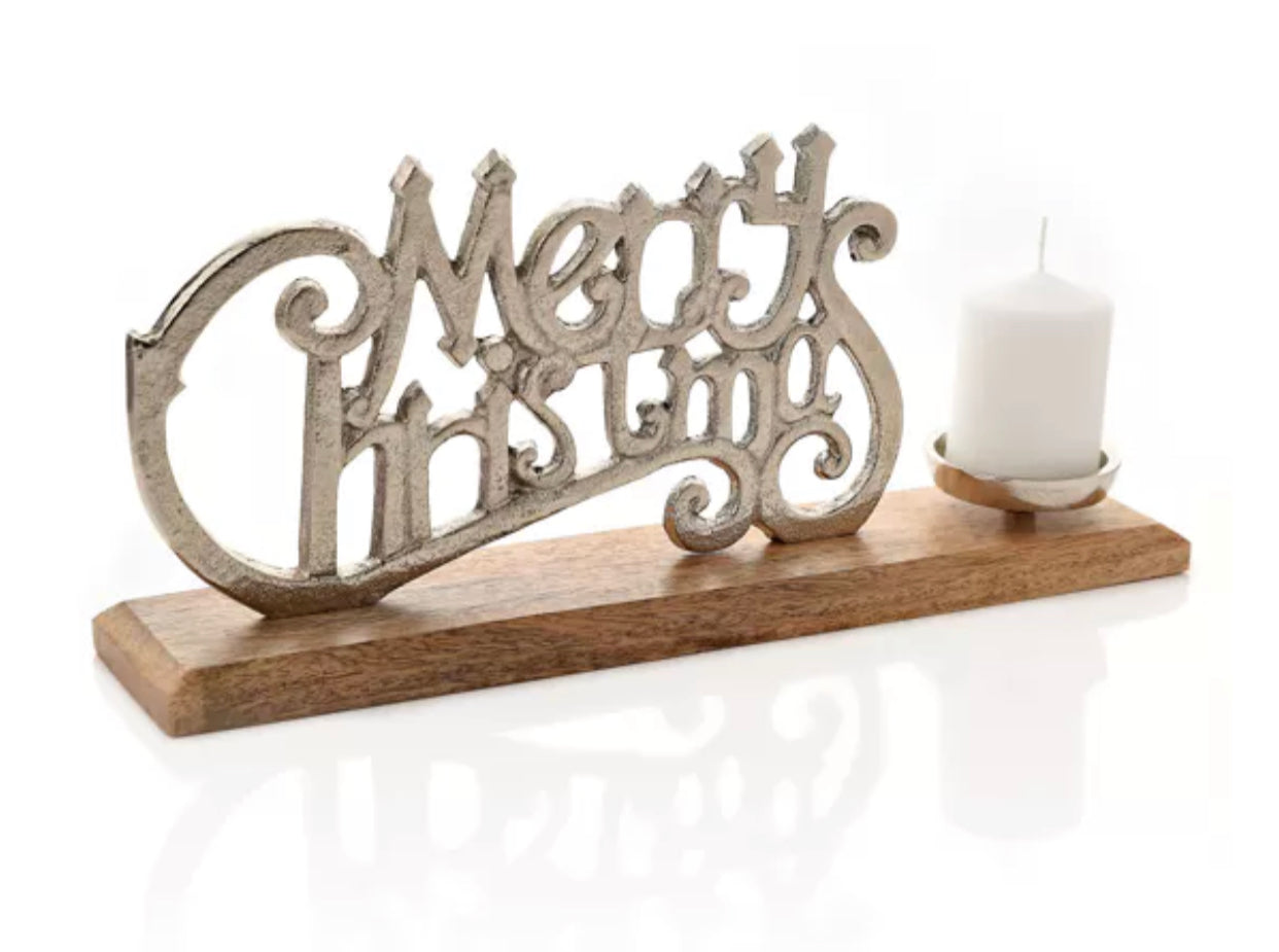 MERRY CHRISTMAS CANDLE HOLDER 40CM