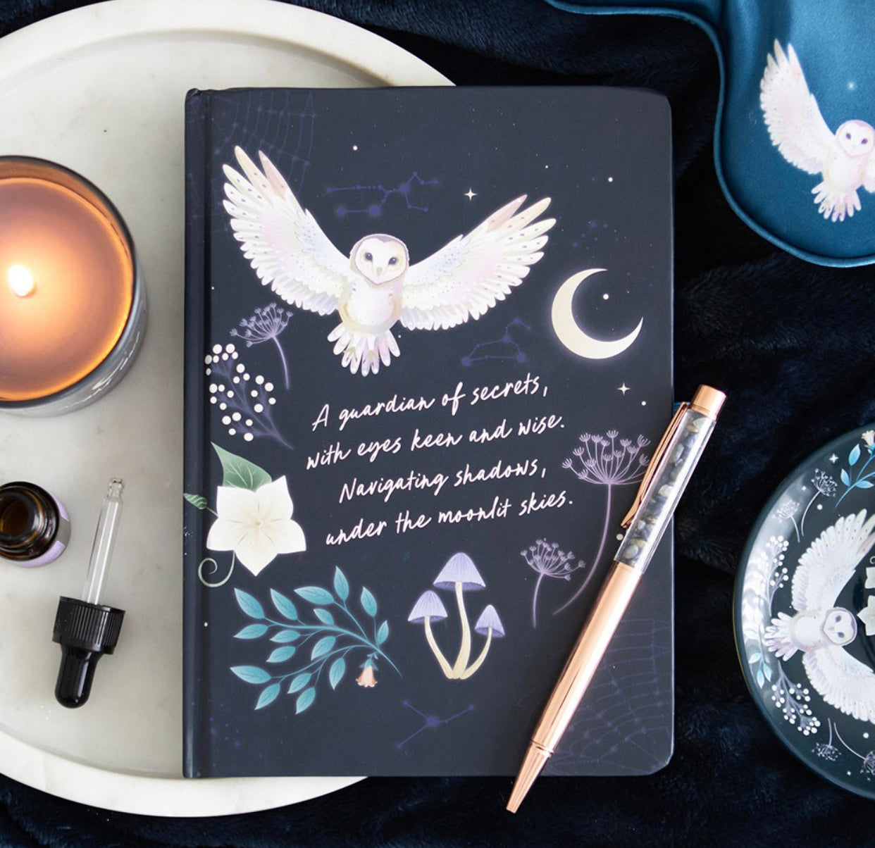 NIGHT OWL JOURNAL WITH SODALITE PEN