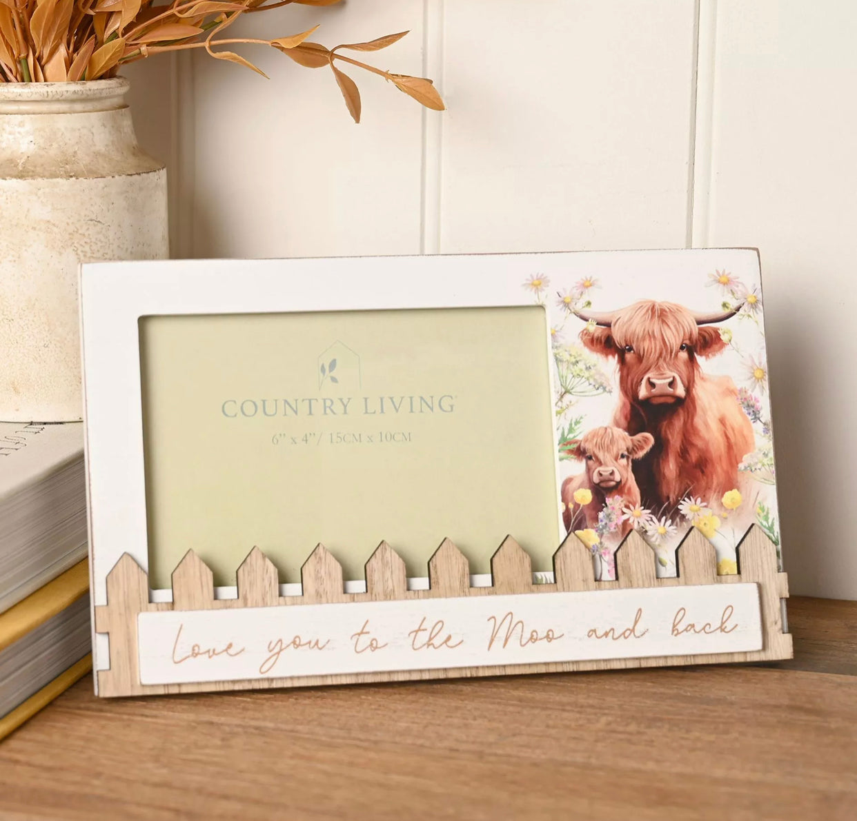HIGHLAND COW PHOTO FRAME "LOVE YOU TO THE MOO AND BACK"