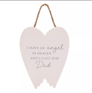 THOUGHTS OF YOU ANGEL WINGS HANGING PLAQUE LARGE