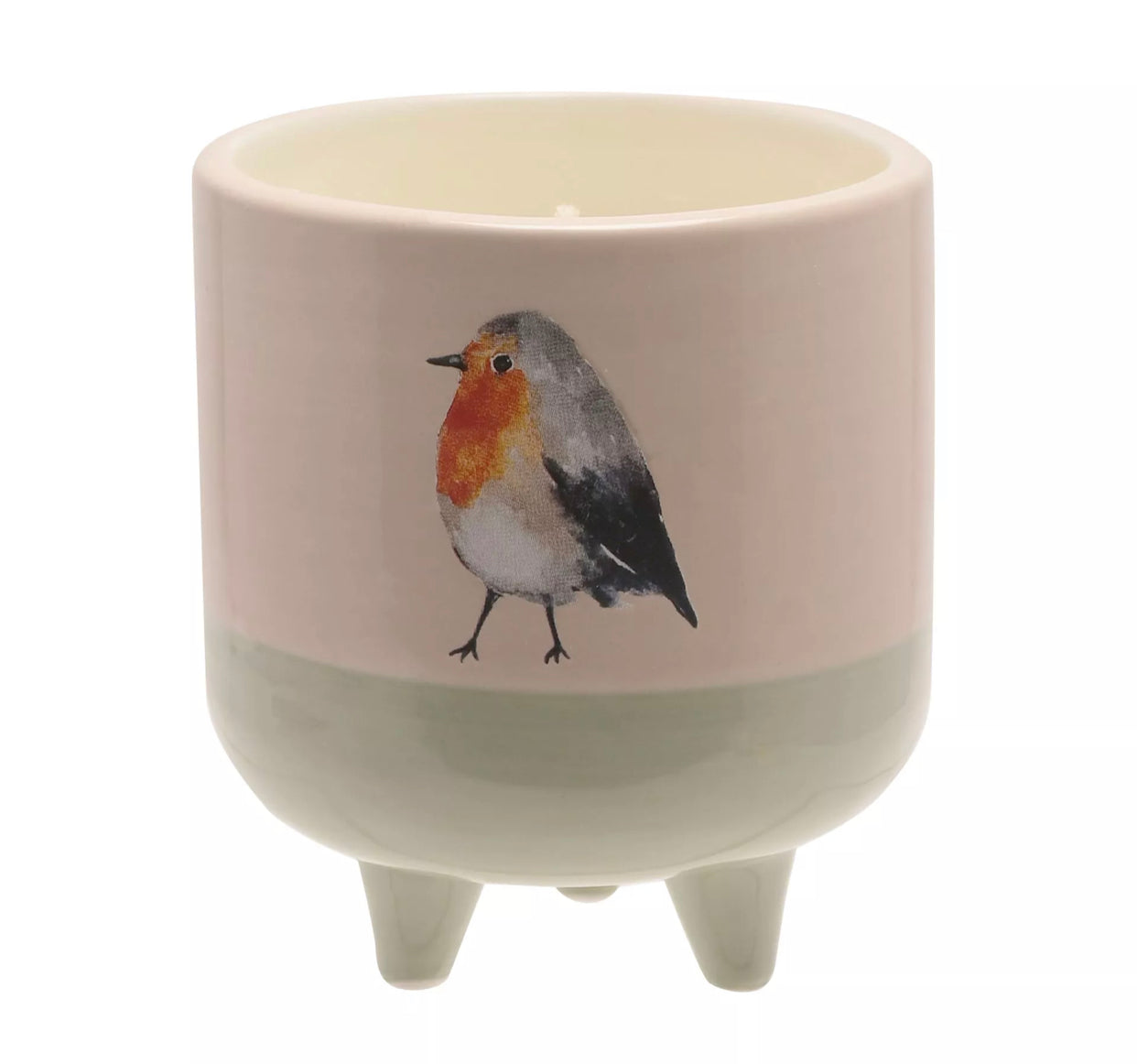 COUNTRY LIVING 200G CITRONELLA CANDLE IN FOOTED CERAMIC VESSEL - ROBIN