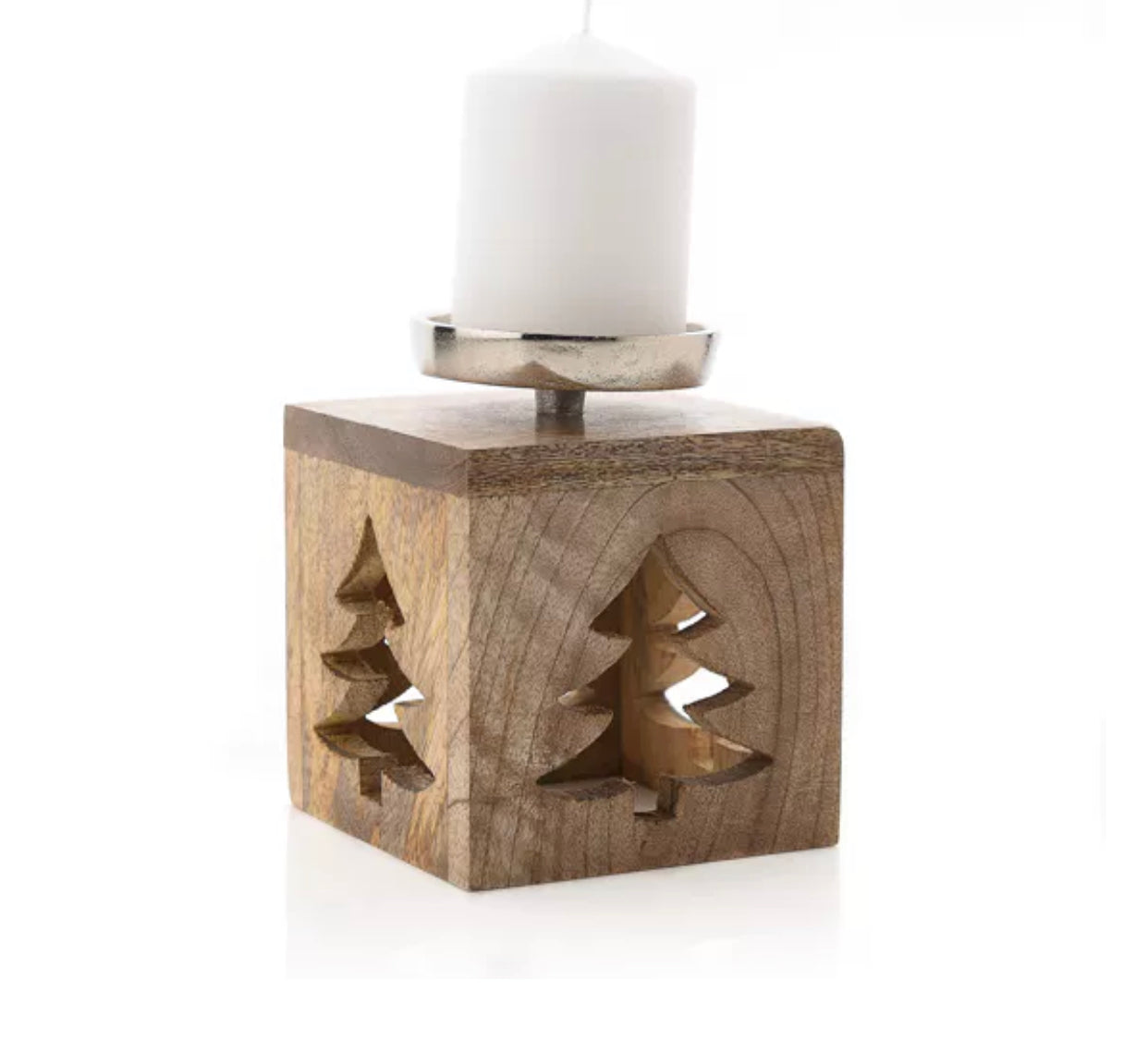 CUT-OUT CHRISTMAS TREE CANDLE HOLDER