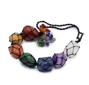 Hanging Chakra Stone Pendant - Seven Chakra Chips