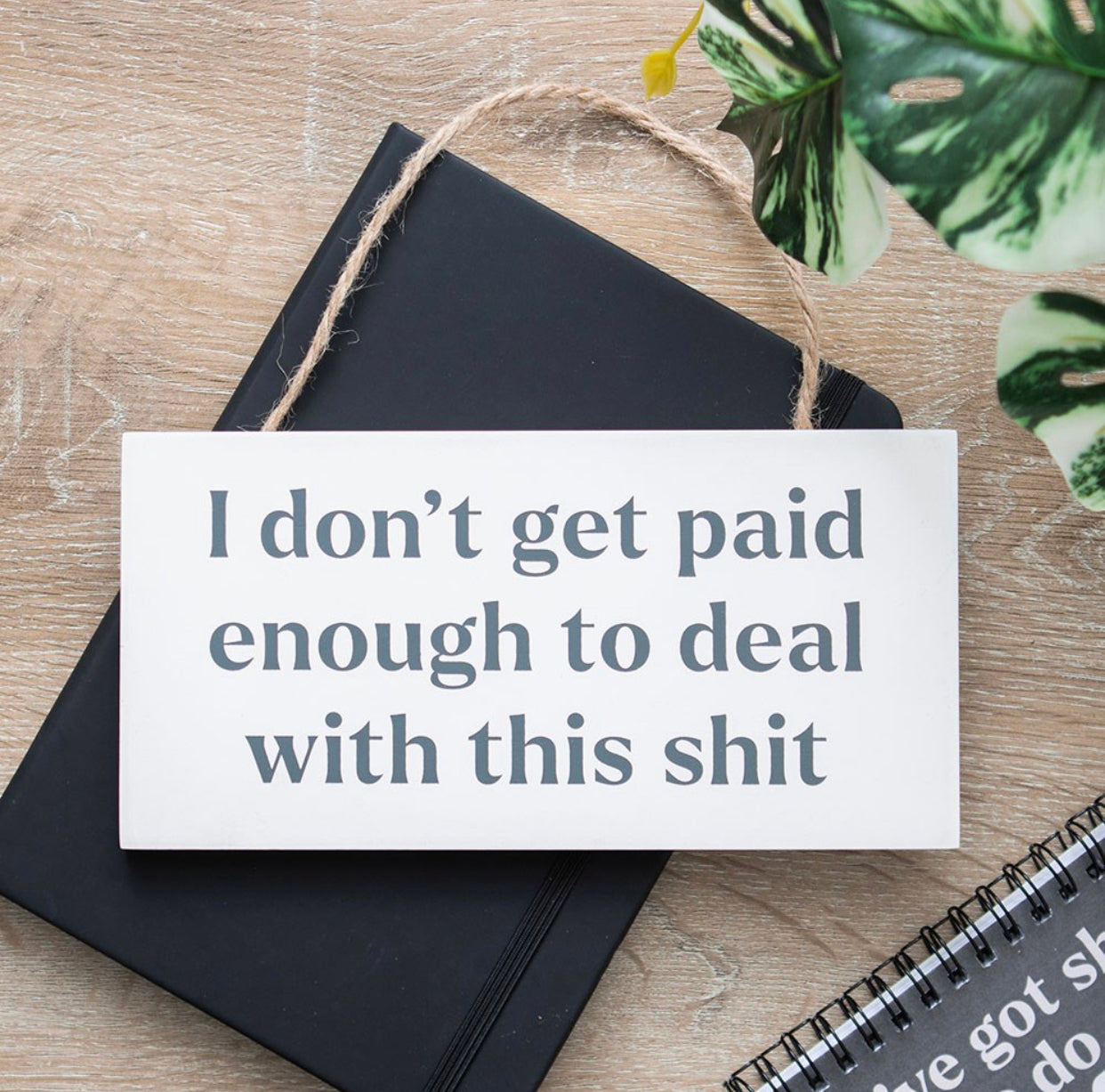 I DON'T GET PAID ENOUGH SWEARY HANGING SIGN