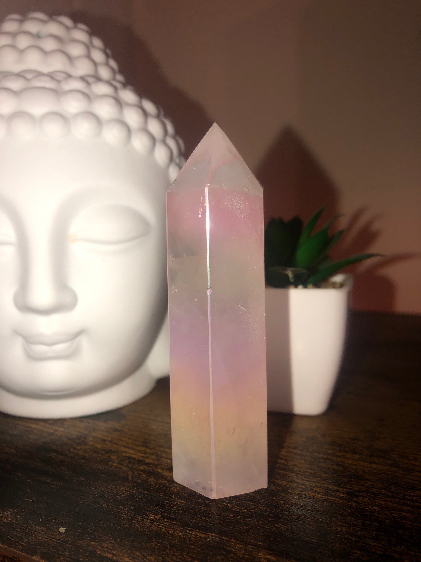 Aura Rose Quartz Tower