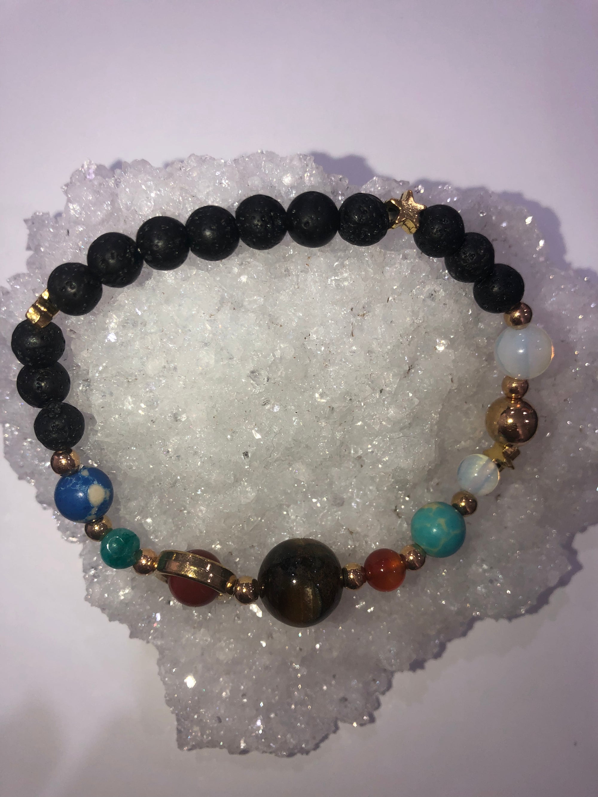 Gold solar system bracelet