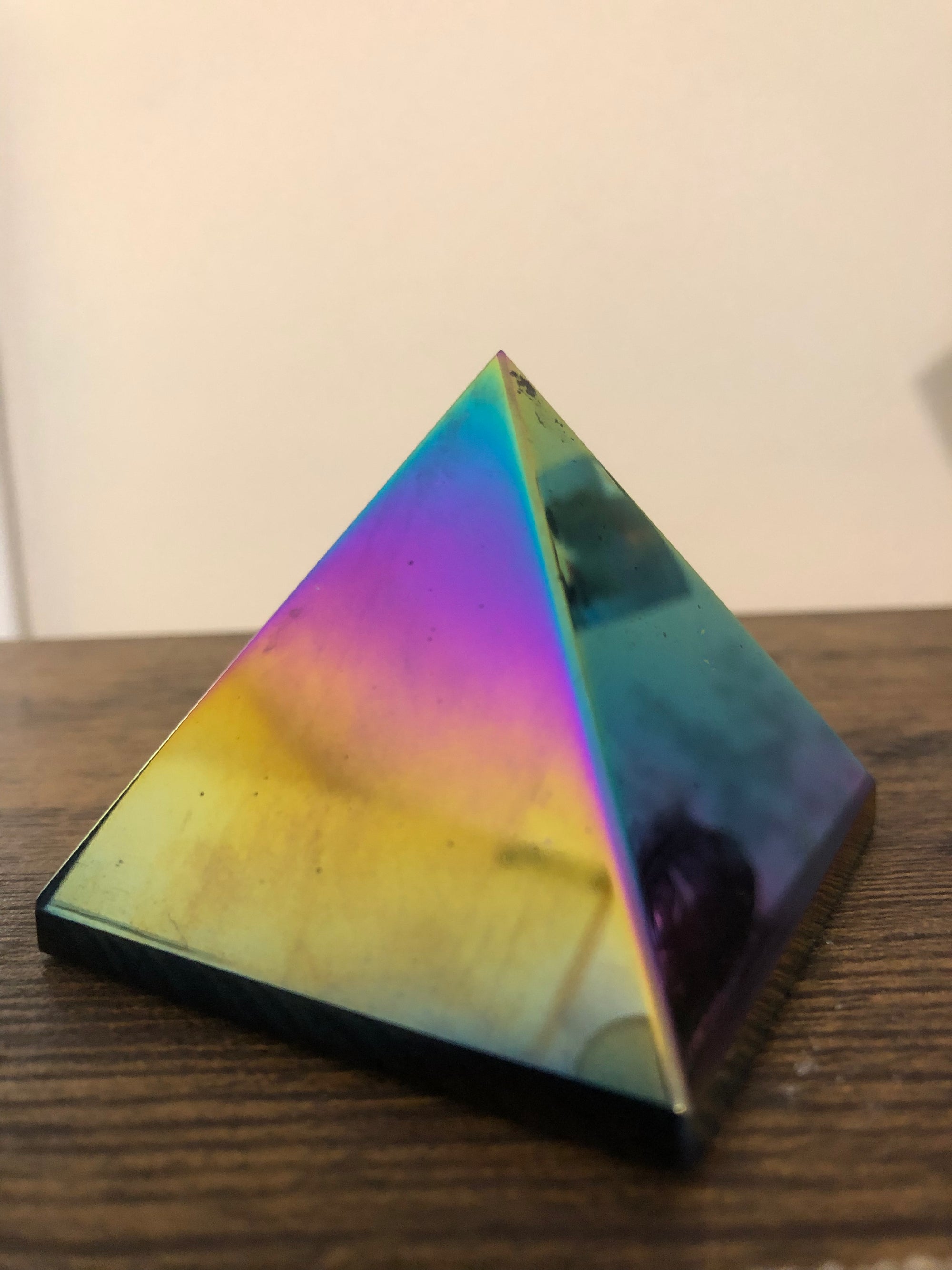 Titanium Rainbow Aura Black Obsidian Pyramids