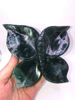 Green moss agate Butterfly bowl