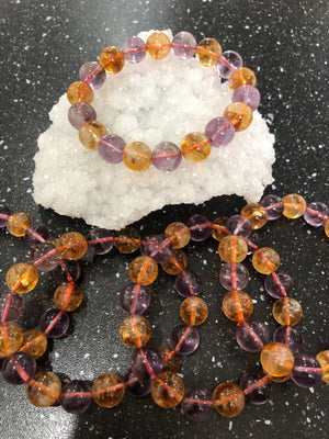 Amethyst and citrine chunky bracelet