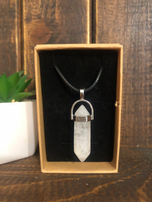 Obsidian and Clear Quartz Necklaces