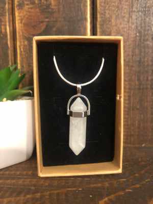 Obsidian and Clear Quartz Necklaces