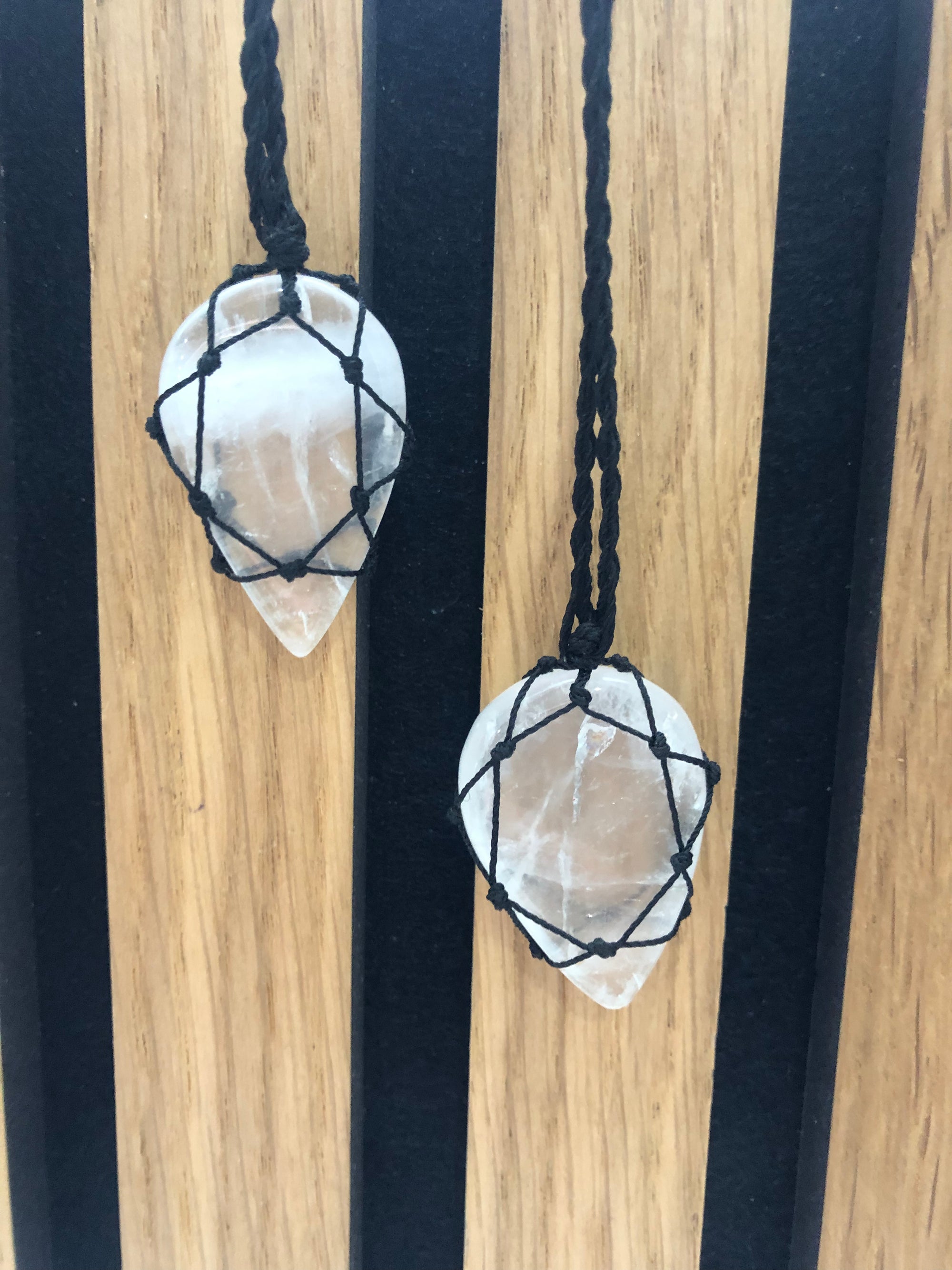 Clear Quartz pendant in a beautiful black corroded chain