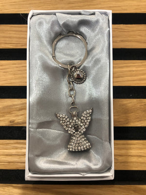 SOPHIA KEYRING - ANGEL WITH CLEAR CRYSTALS