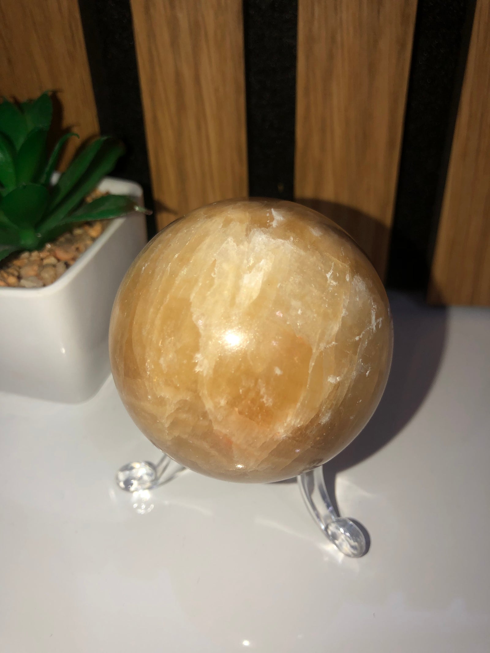 Honey calcite sphere