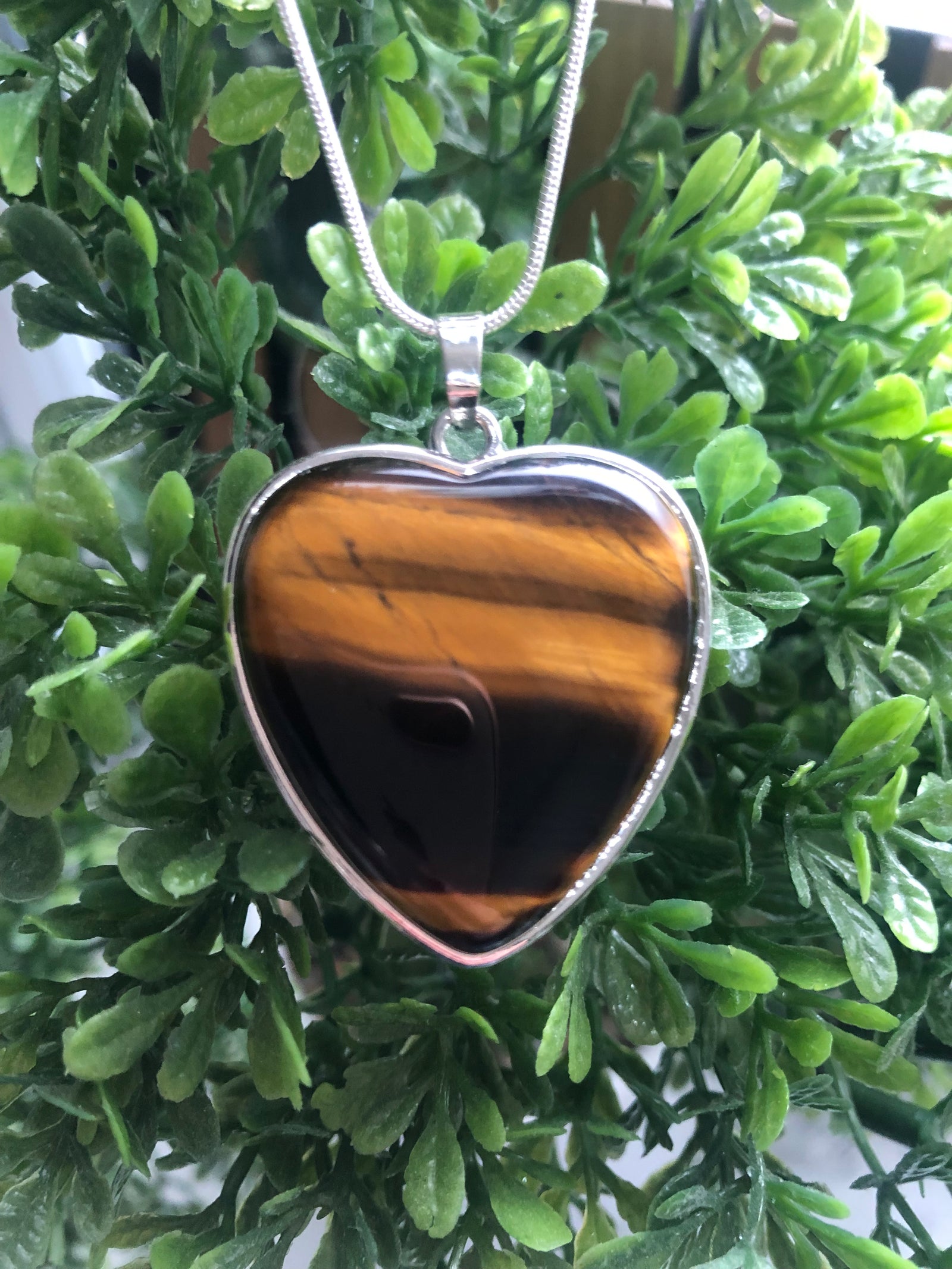 Golden tigers eye heart pendant