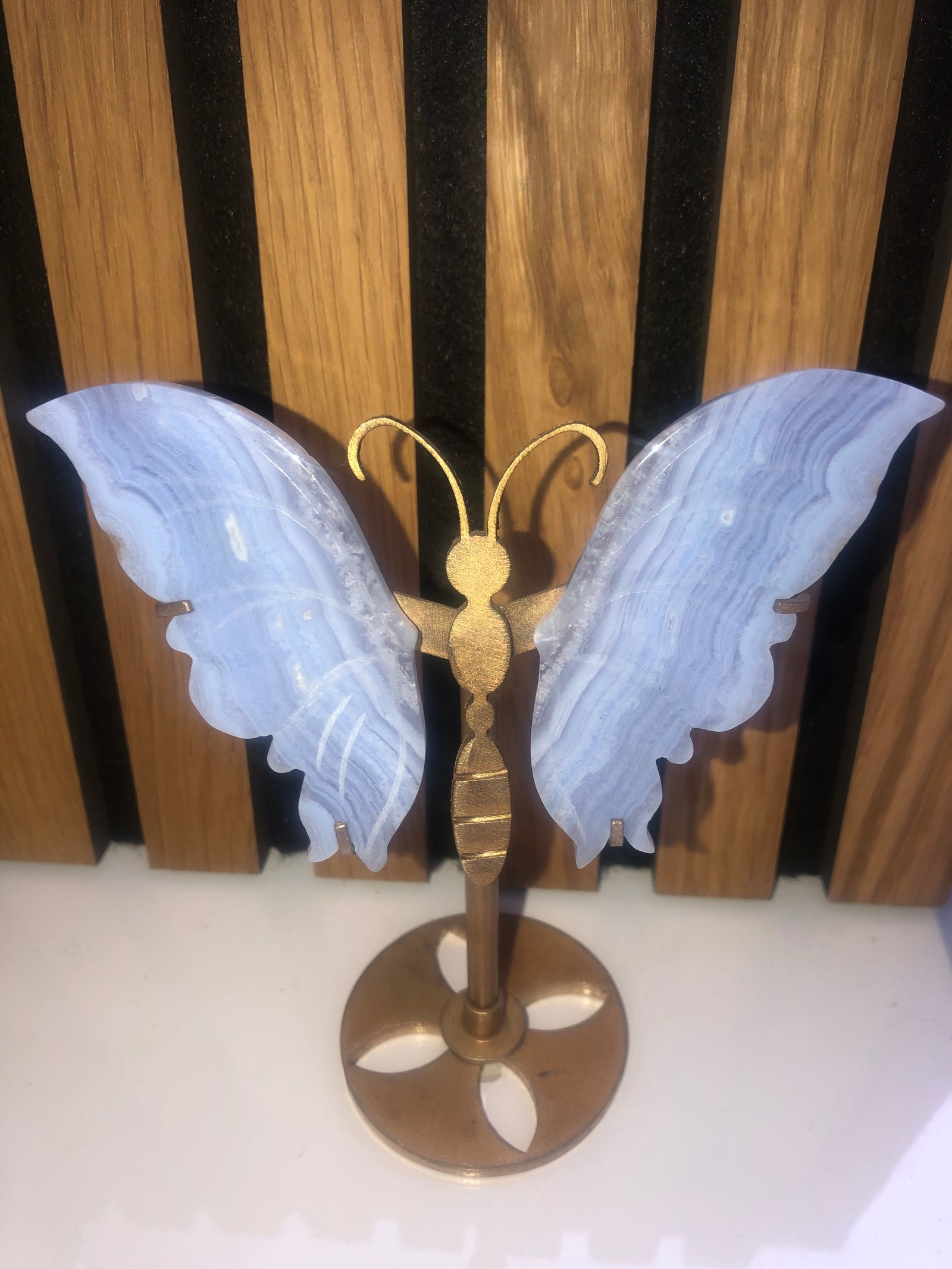Blue lace agate butterfly with stand