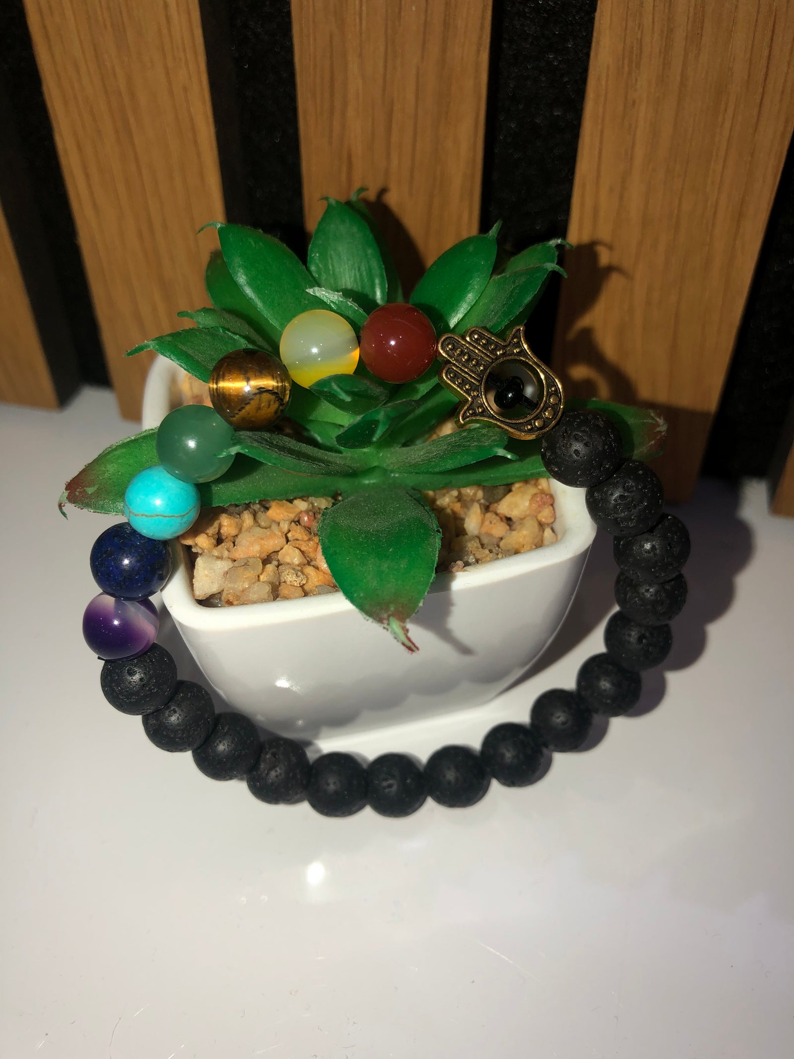Volcanic Lava Stone Chakra Bracelet