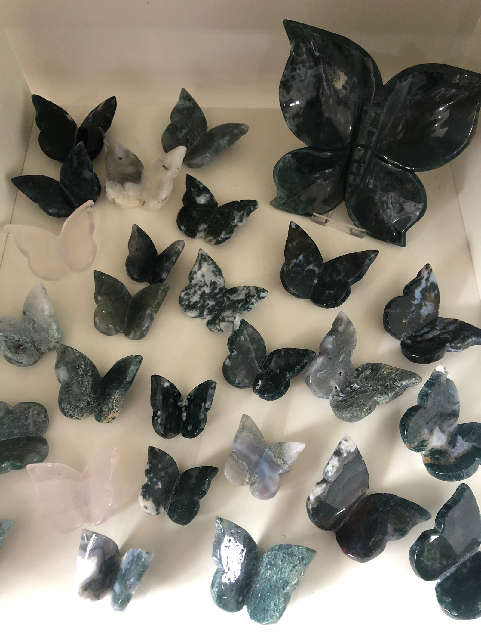 Green moss agate butterfly