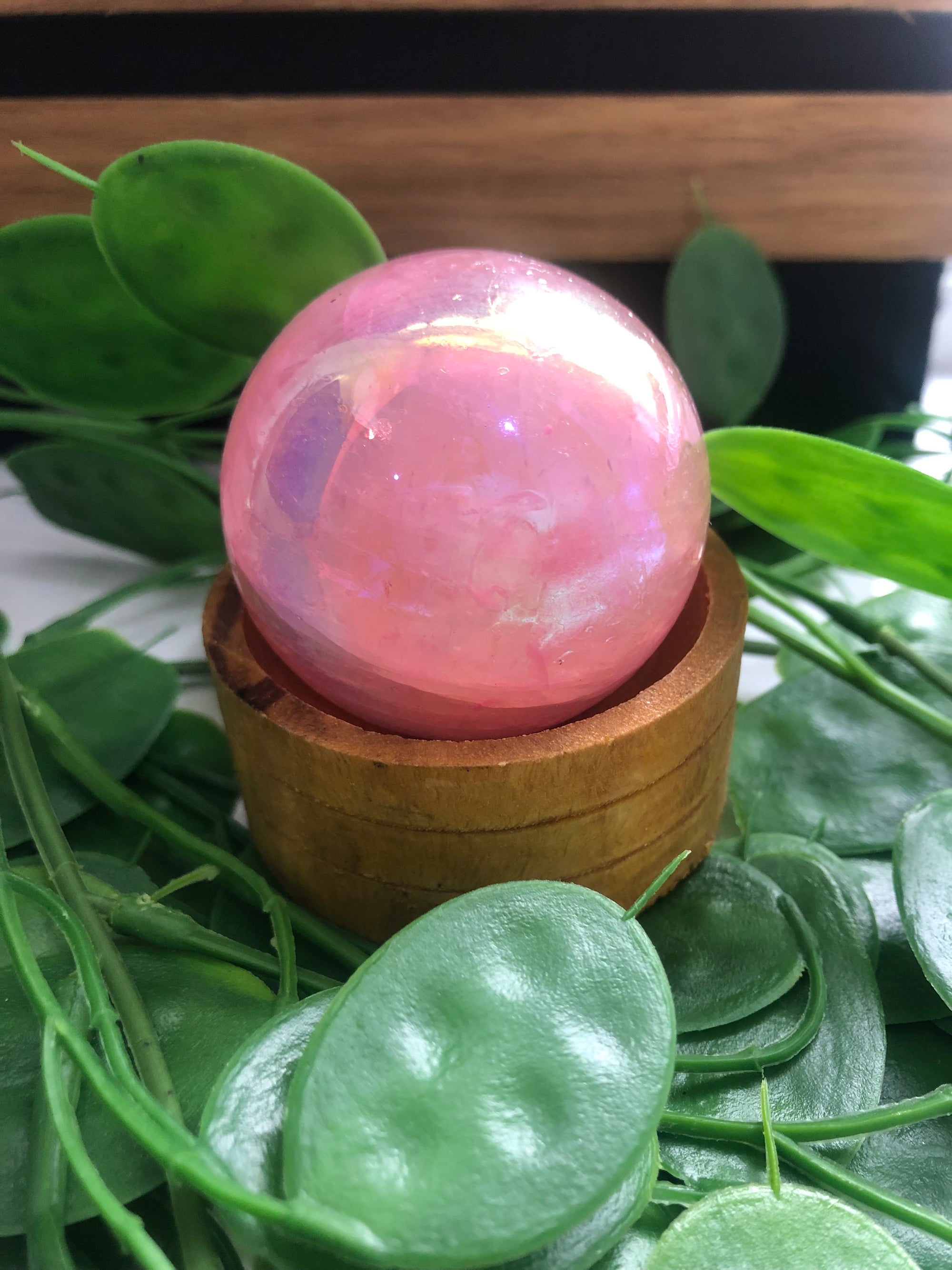 Aura Rose Quartz Spheres