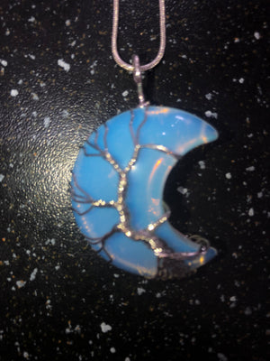 Opalite moon necklace