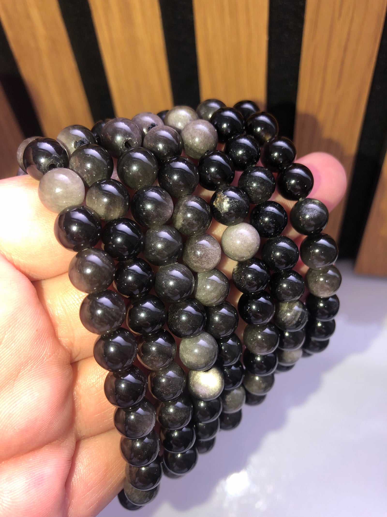 Silver sheen obsidian