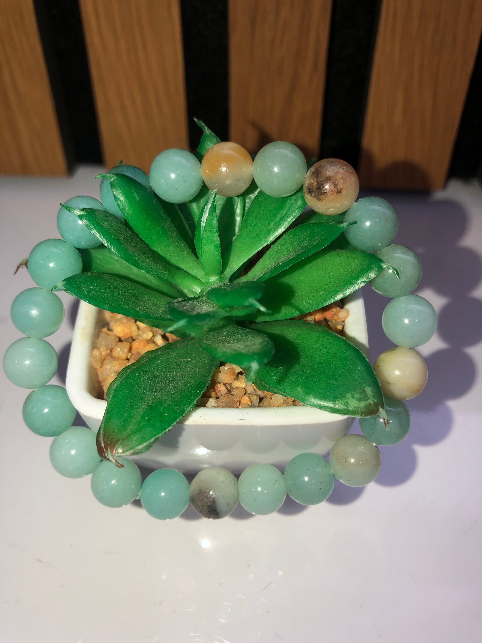 Green Flower agate bracelet