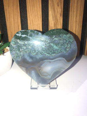 Green moss agate hearts