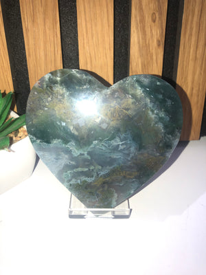 Green moss agate hearts