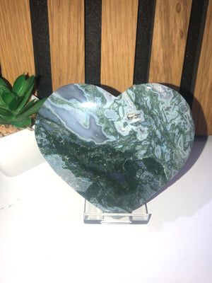 Green moss agate hearts