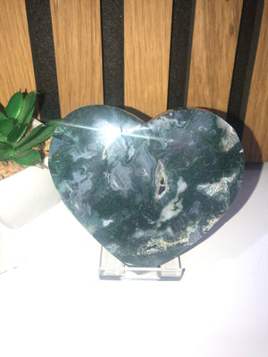 Green moss agate hearts