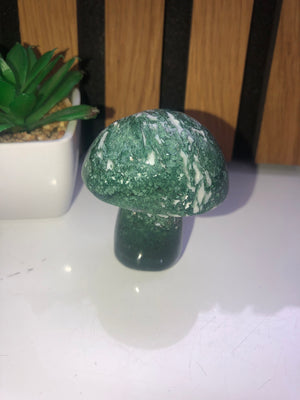 Green moss agate mushroom