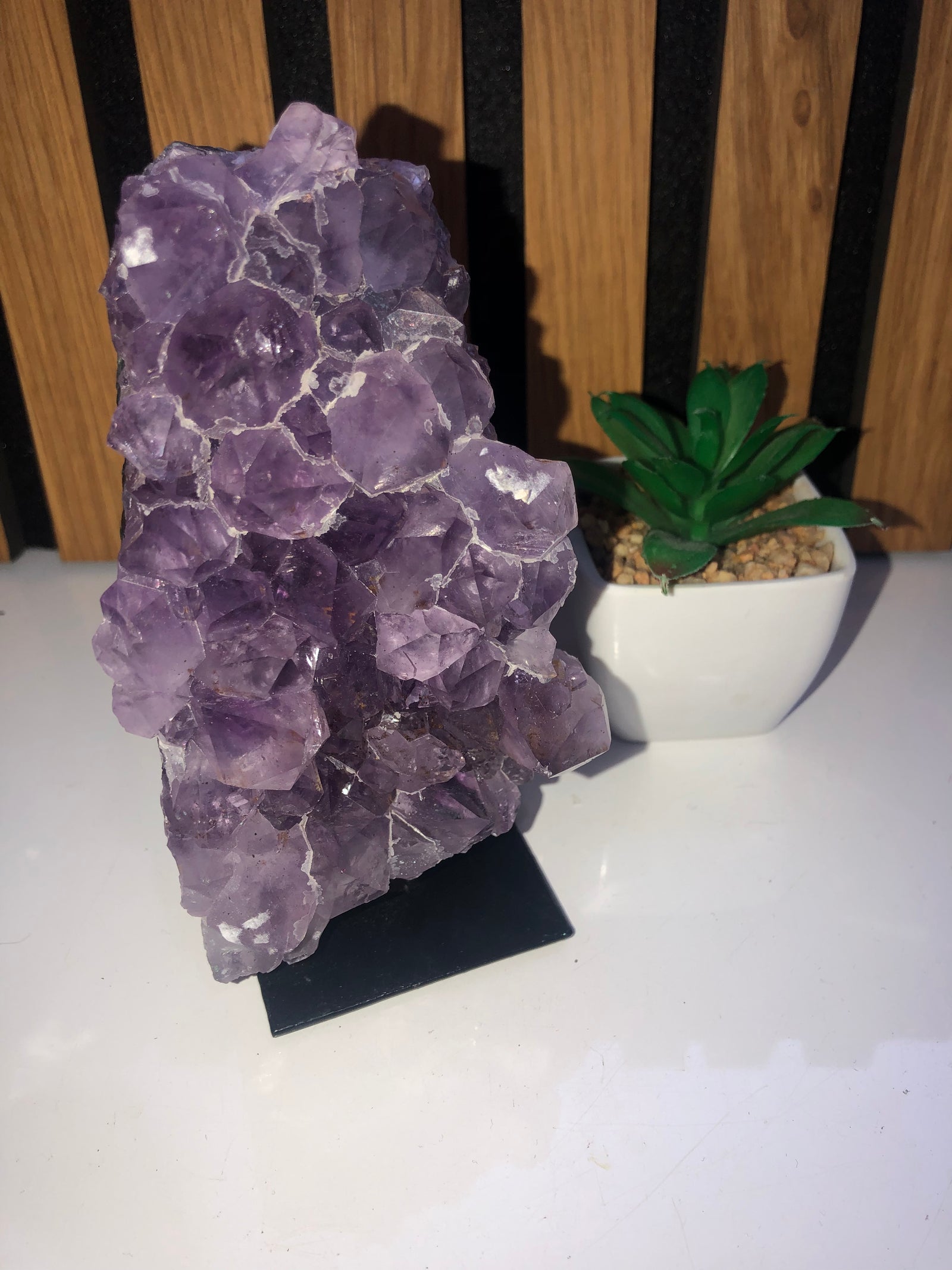 Amethyst cluster with stand