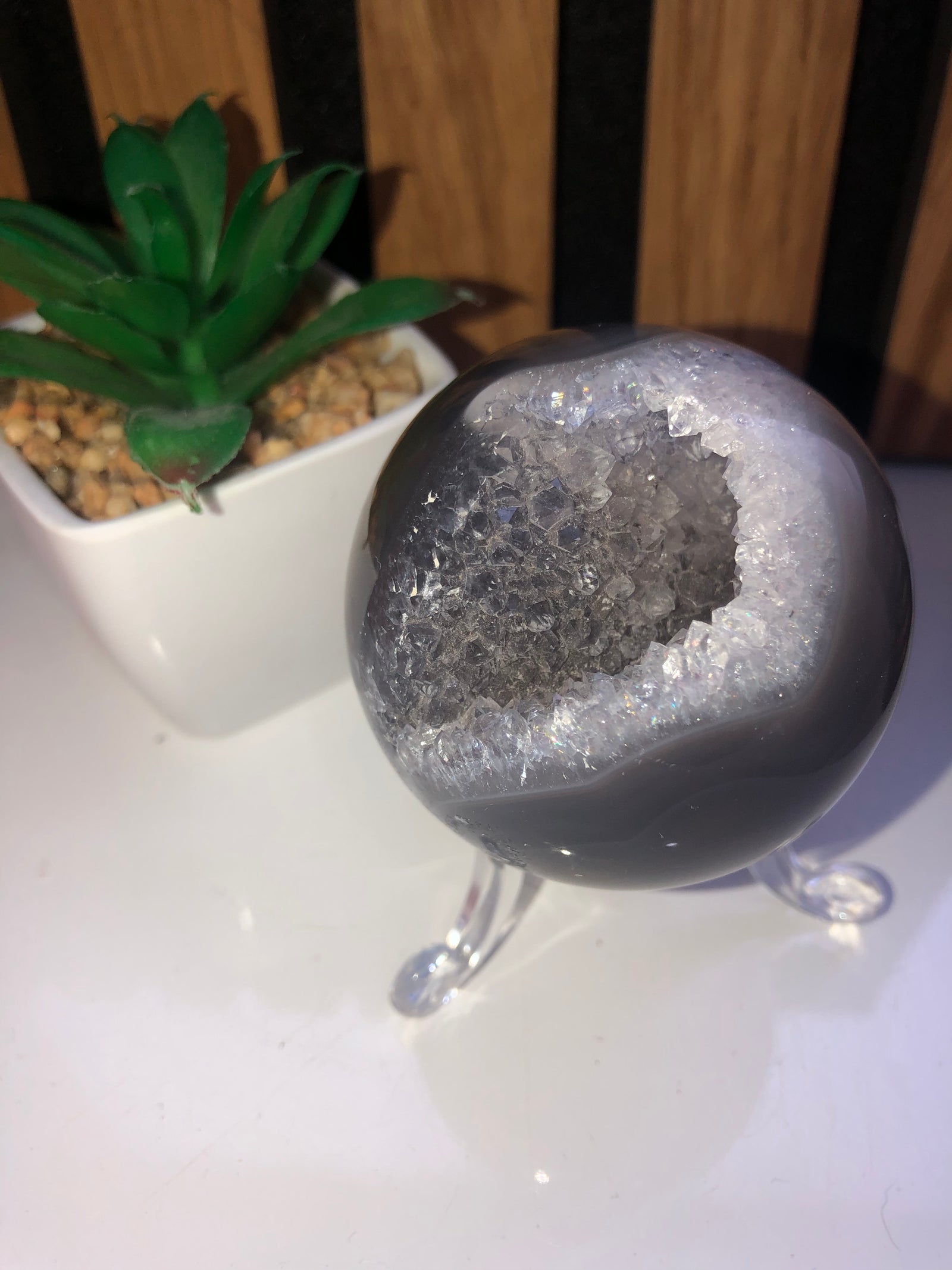 Druzy agate sphere