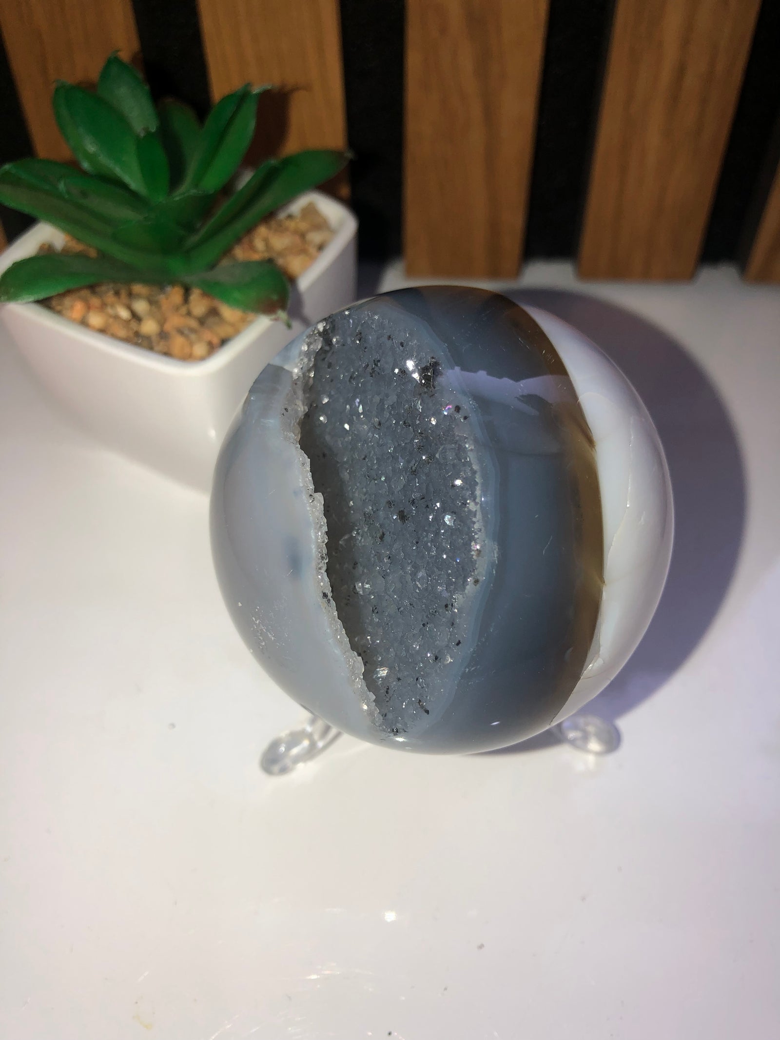 Druzy agate sphere