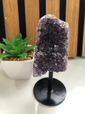 Amethyst cluster with stand