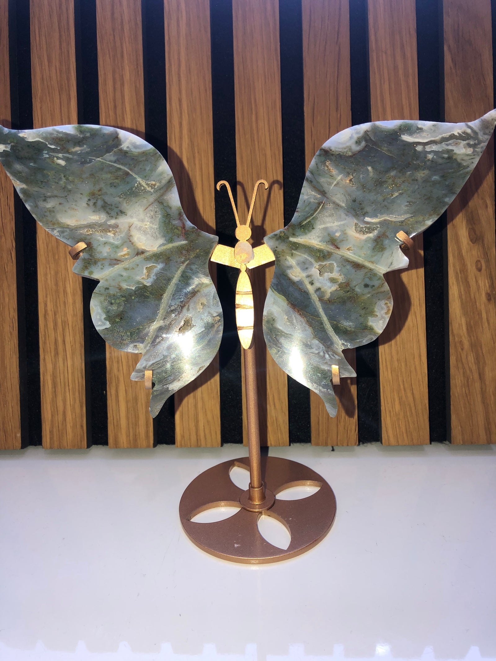 Green moss agate butterfly