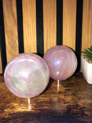 Aura Rose Quartz Spheres