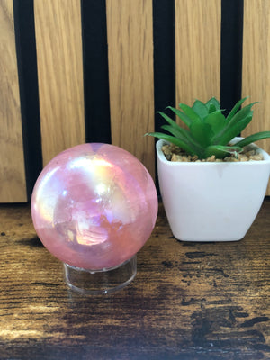 Aura Rose Quartz Spheres