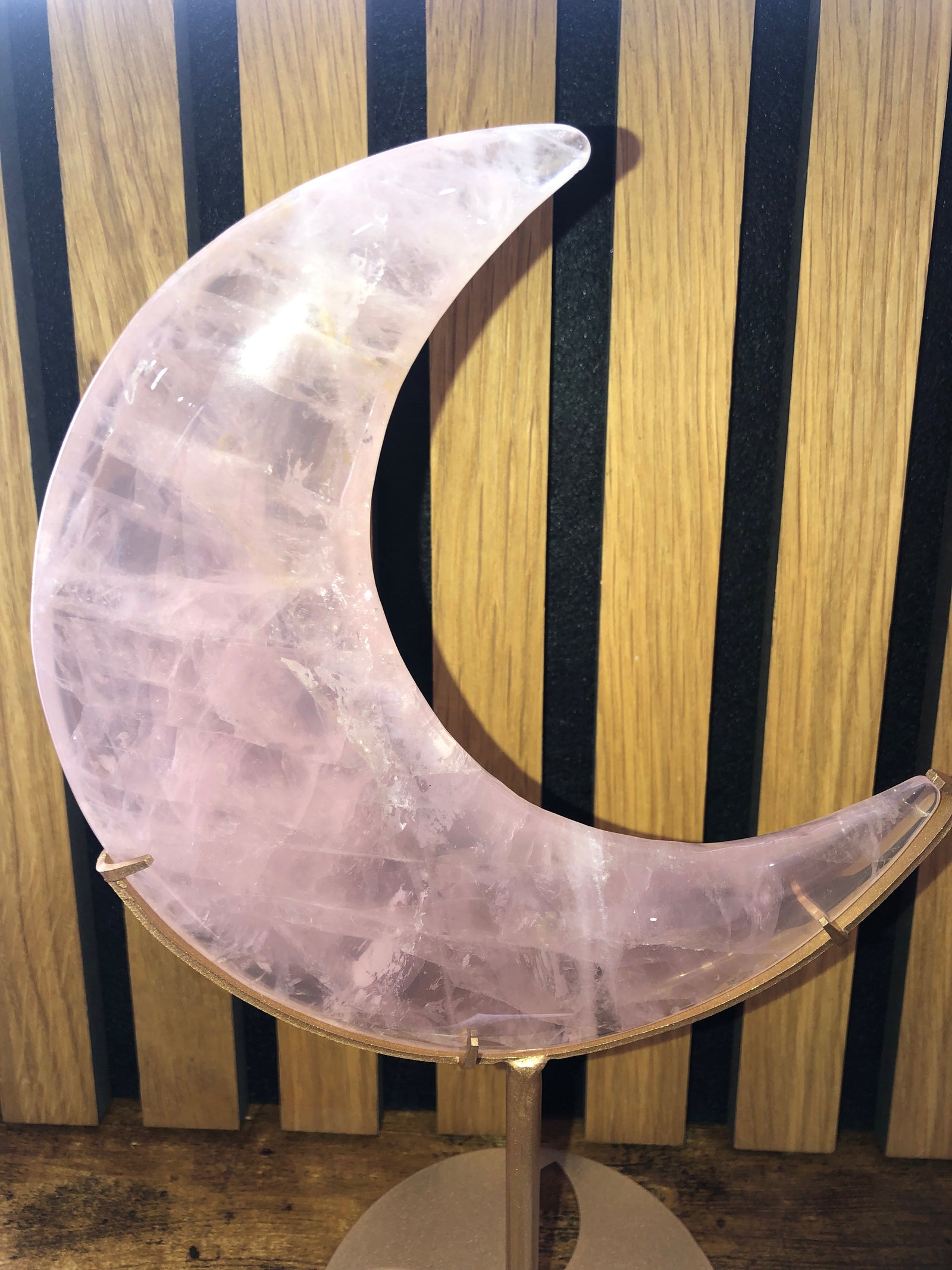 Large Rose Quartz moon with stand