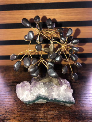 Crystal trees, hematite with amethyst base
