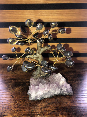 Crystal trees, hematite with amethyst base