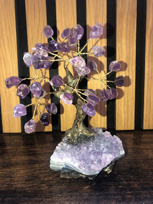 Crystal trees, amethyst on amethyst base