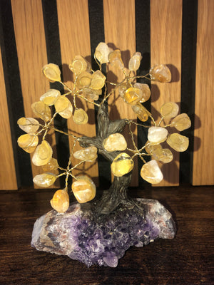 Crystal trees, citrine on amethyst base