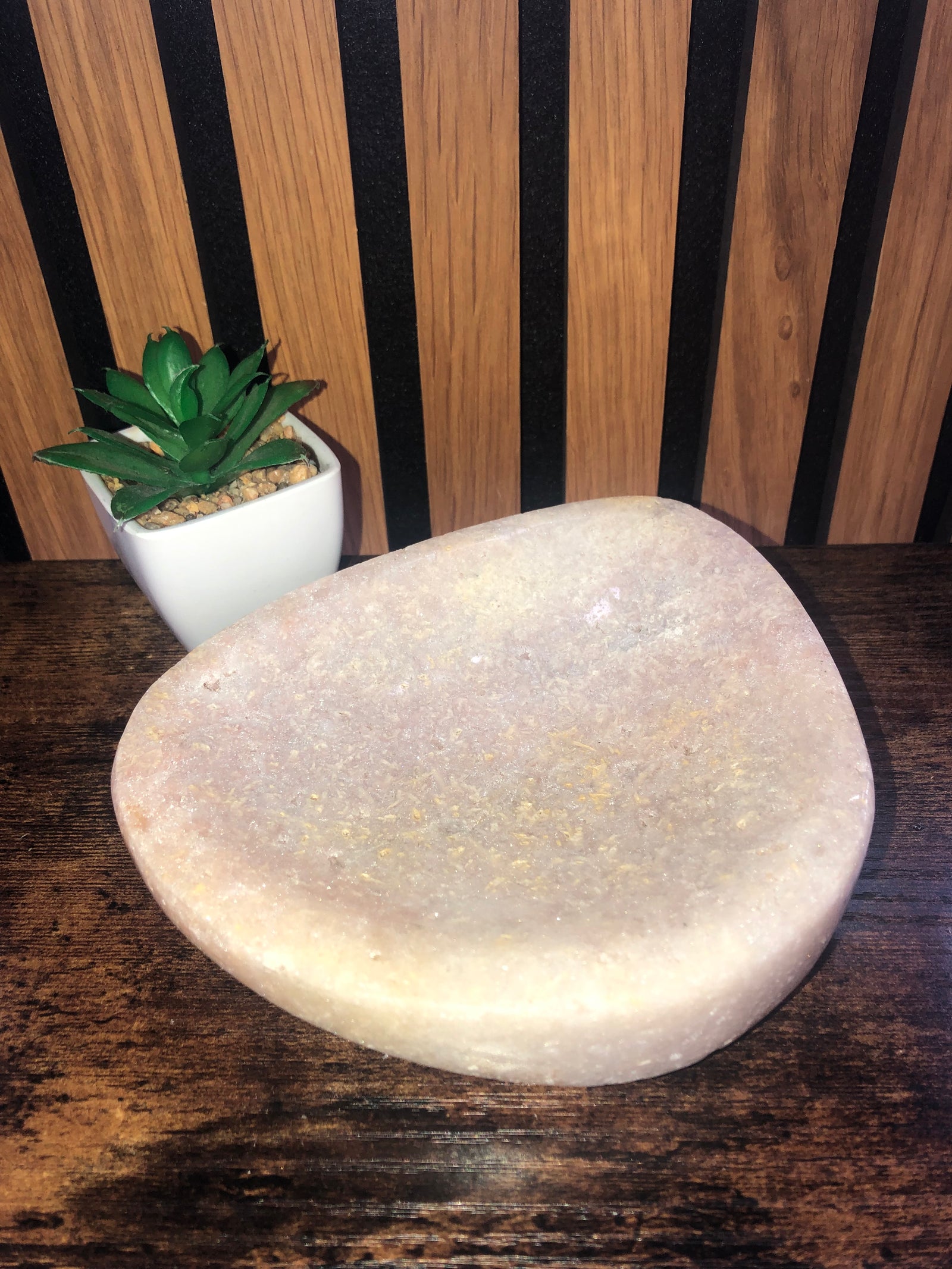 polished pink amethyst stone bowl