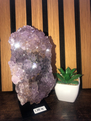 Amethyst cluster on stand