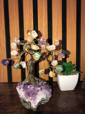 Mixed stone tree  on amethyst base