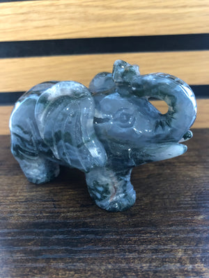 Large green moss agate elephant